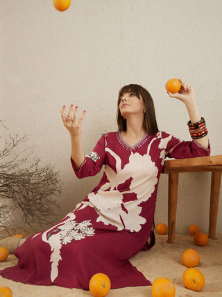 Indo Era Floral Printed V-Neck Sequinned A-Line Kurta with Salwar