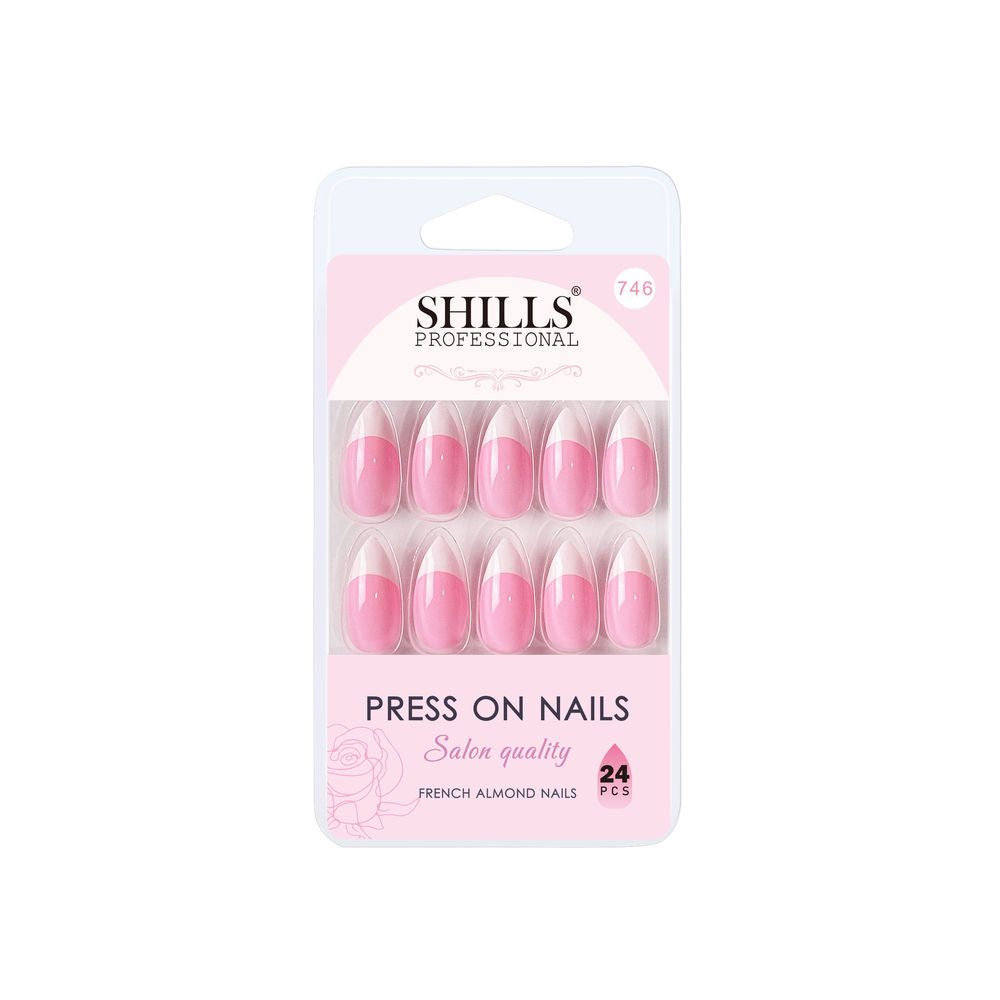 shills professional reusable press on nails french almond spn746
