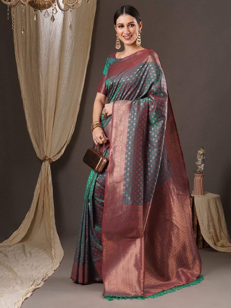 Anouk Floral Zari Banarasi Saree - Distacart