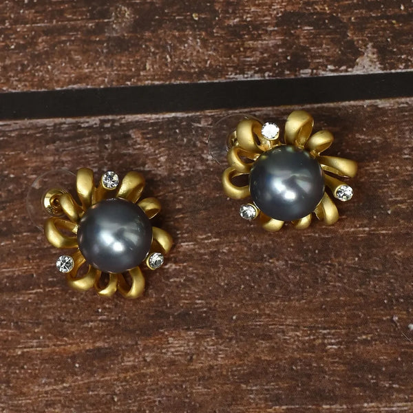 Joban Fashion Women Brass Golden White Ad Earrings - Distacart
