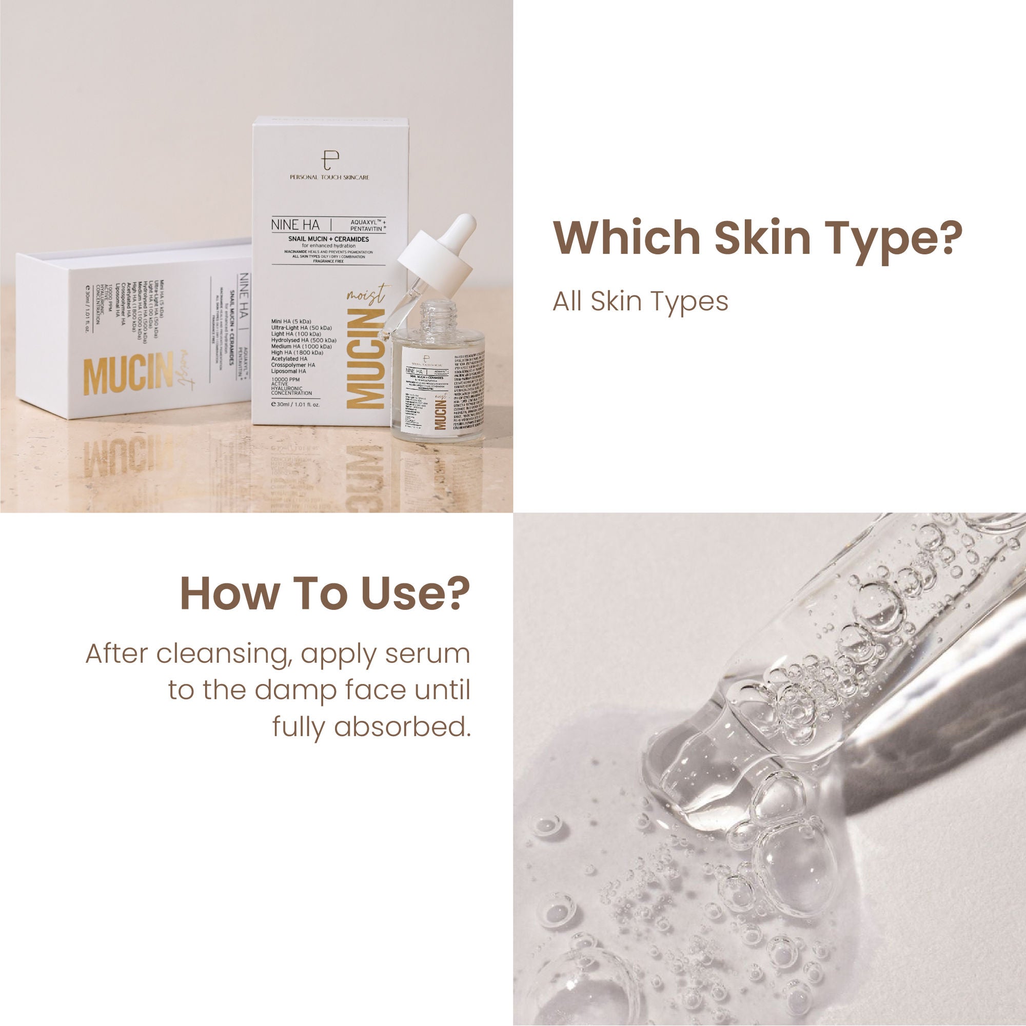 Personal Touch Skincare World’s 1st Snail Mucin Serum With 9 Types Of Hyaluronic Acid Ceramides - Distacart