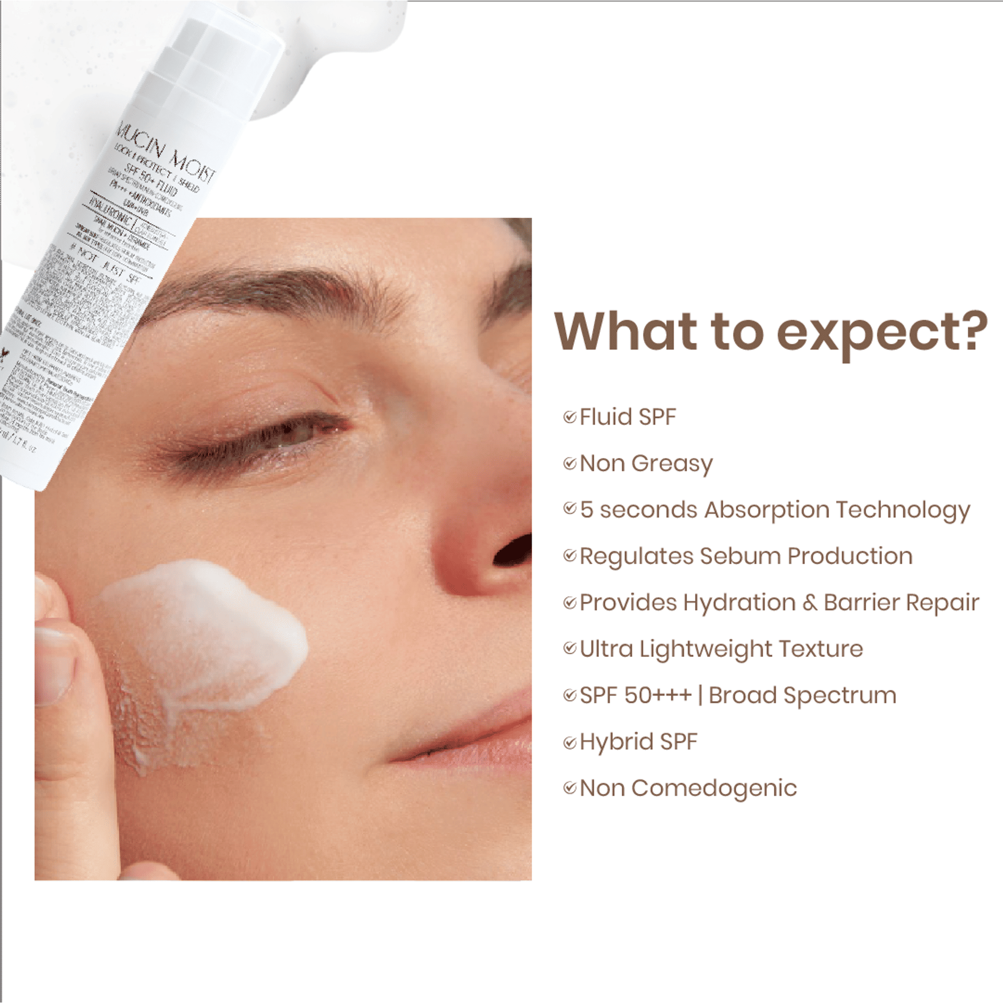 Personal Touch Skincare Mucin Moist Fluid Sunscreen SPF 50+ PA+++ UVA/UVB To Minimizes Pores - Distacart