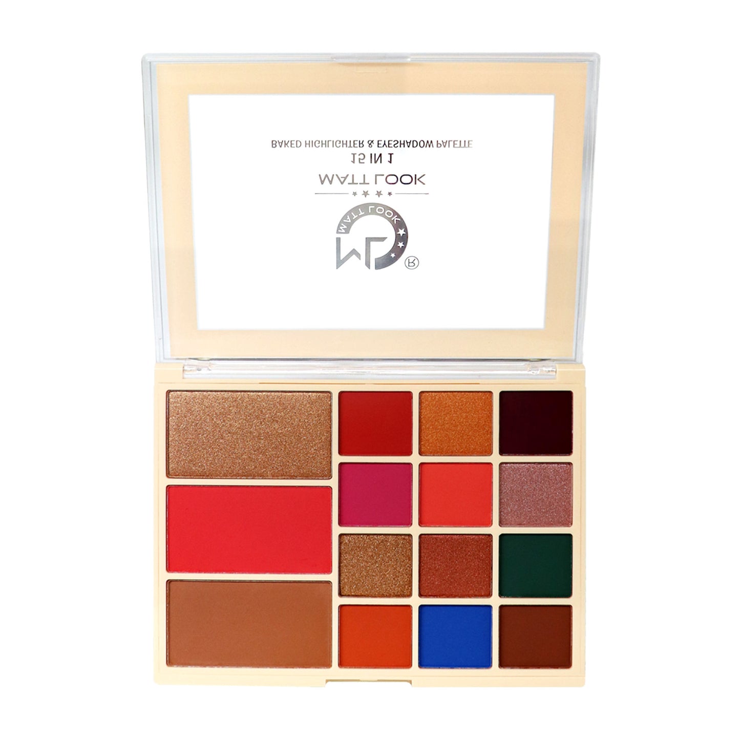 Matt Look 15 In 1 Baked Highlighter & Eyeshadow Matte Palette Face Makeup - Matte 01 - Distacart