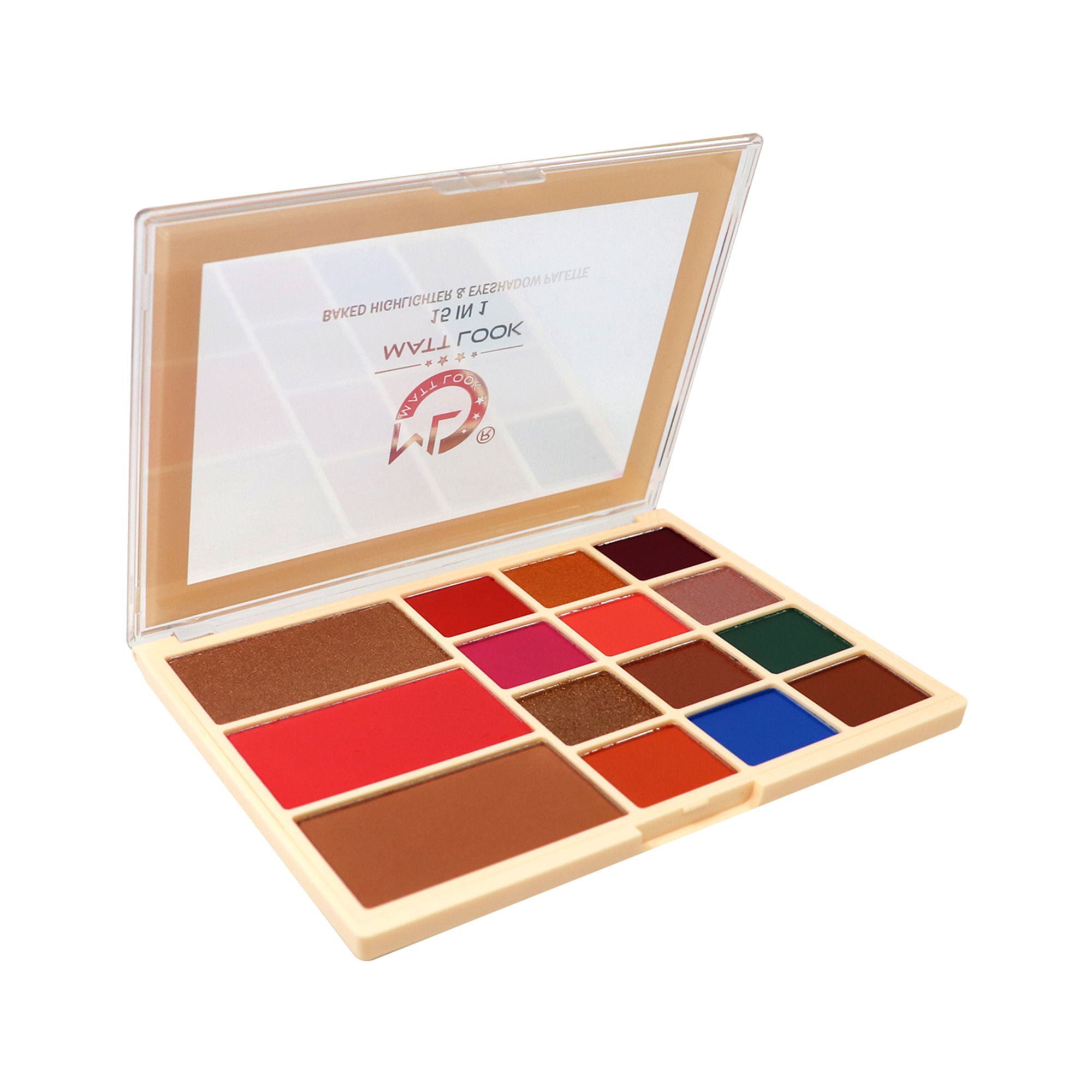 Matt Look 15 In 1 Baked Highlighter & Eyeshadow Matte Palette Face Makeup - Matte 01 - Distacart