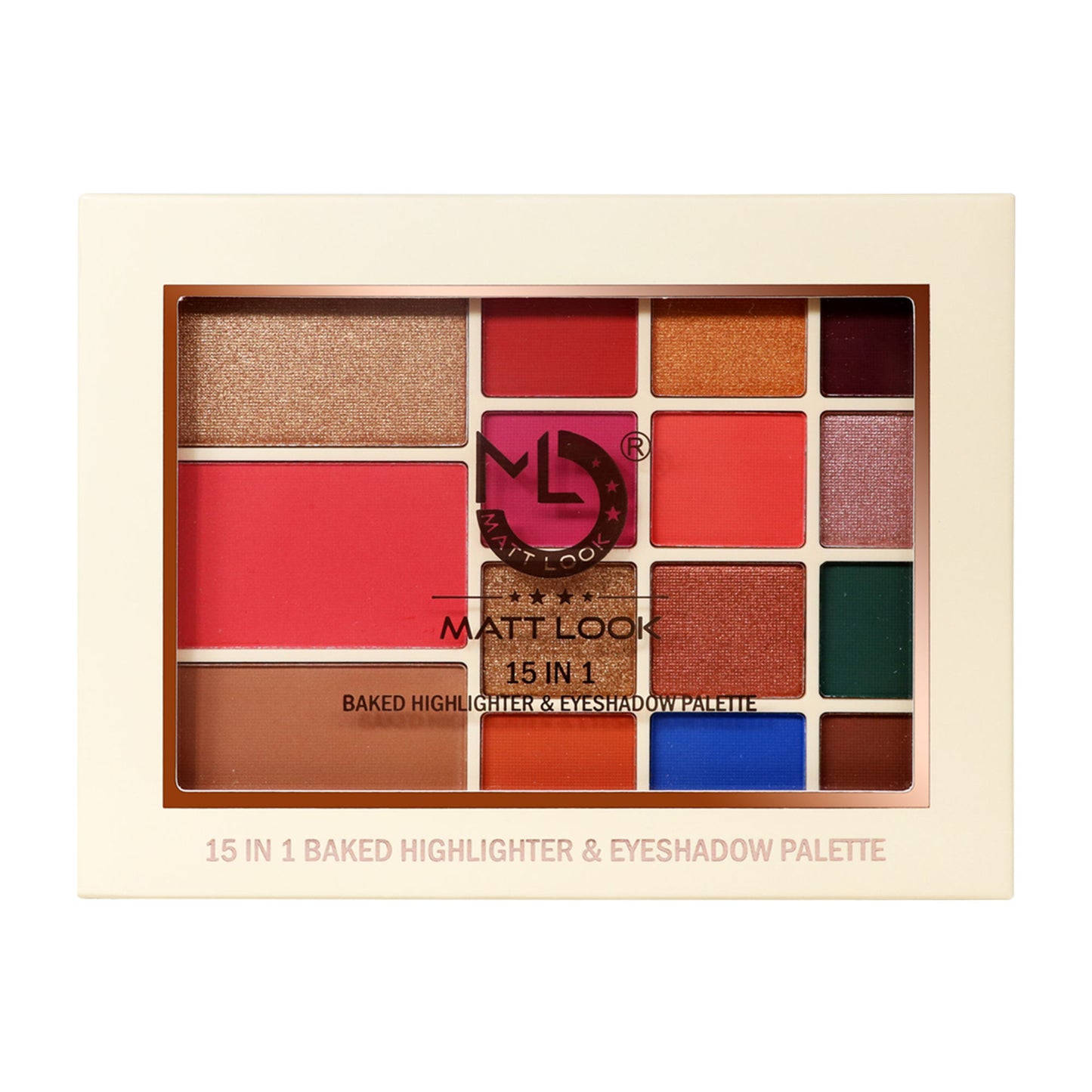 Matt Look 15 In 1 Baked Highlighter & Eyeshadow Matte Palette Face Makeup - Matte 01 - Distacart