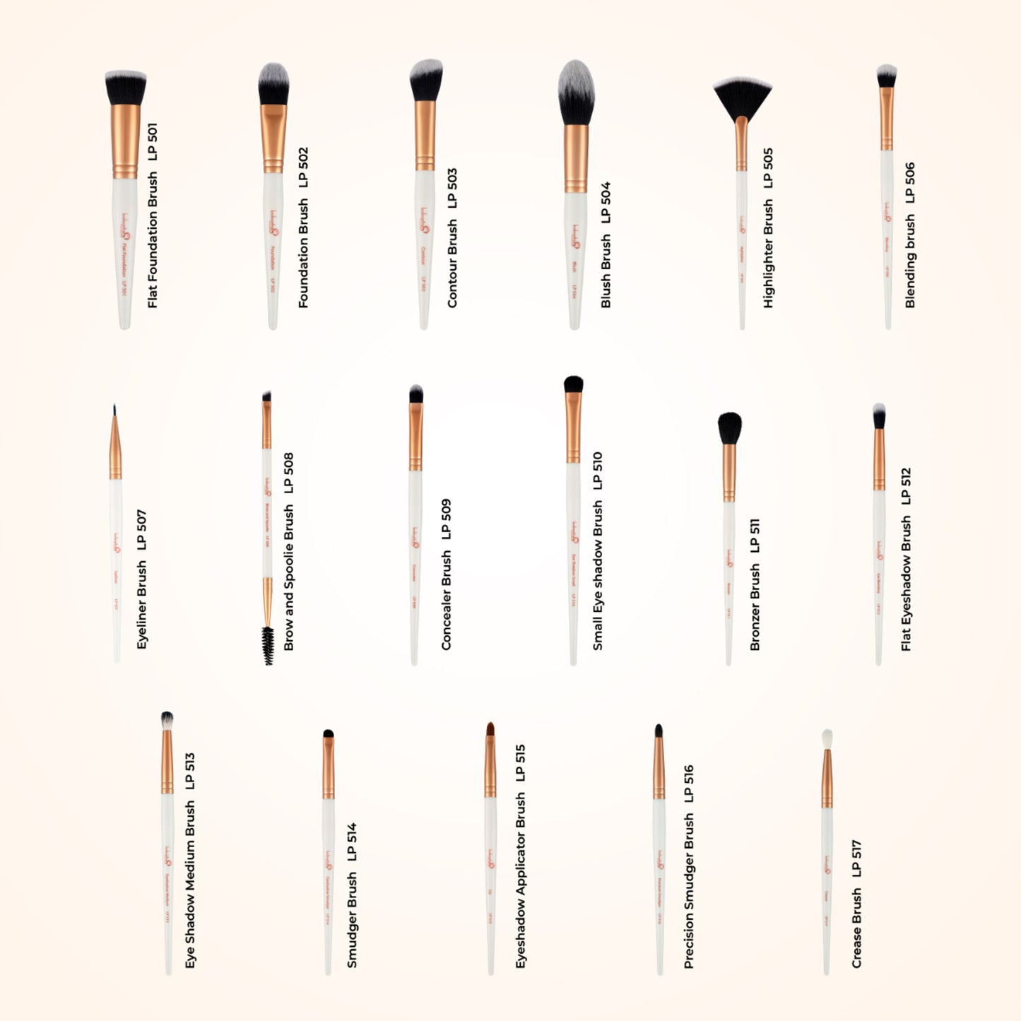 London Prime Glamstrokes Brush Set   17 Pcs, Rose Gold