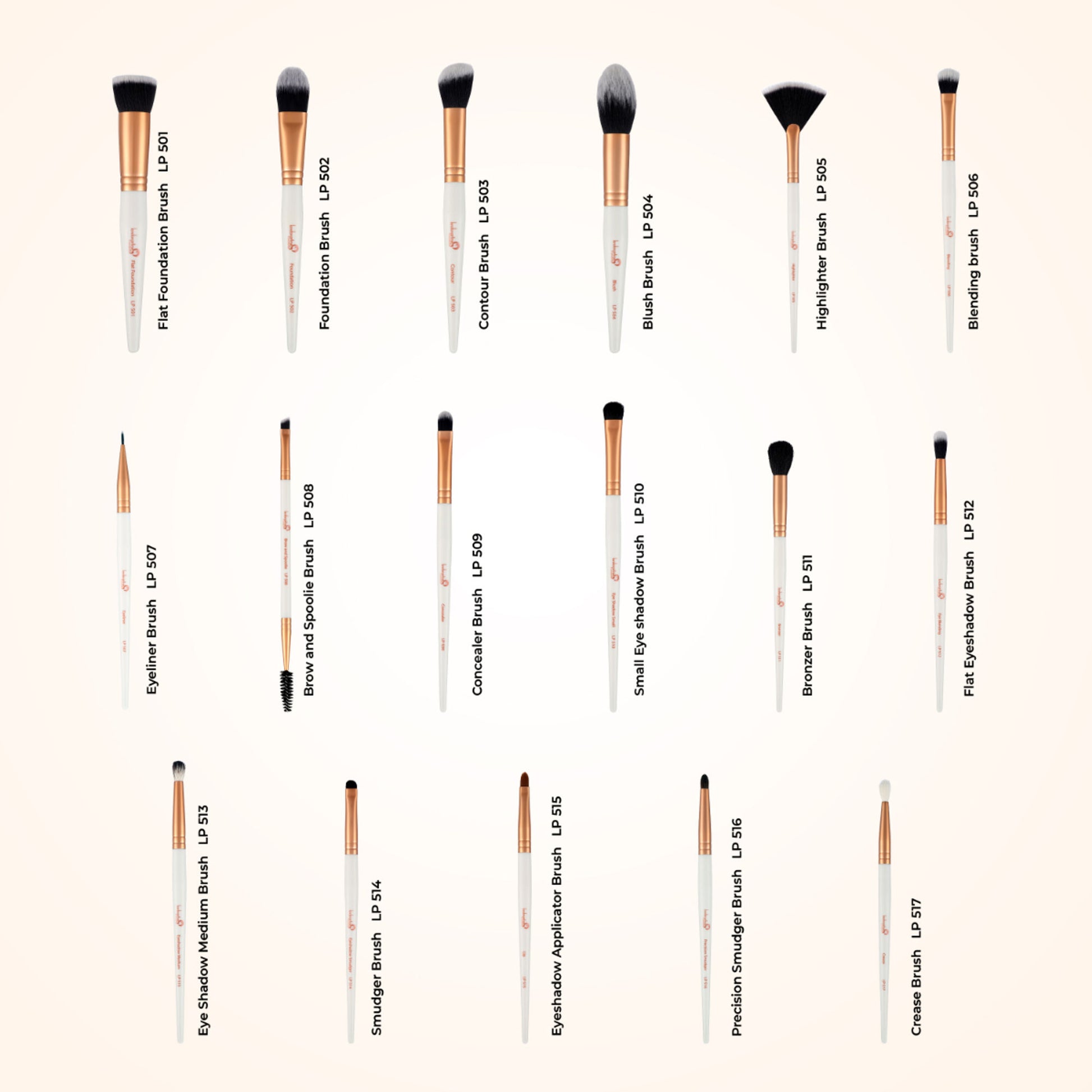 London Prime Glamstrokes Brush Set   17 Pcs, Rose Gold