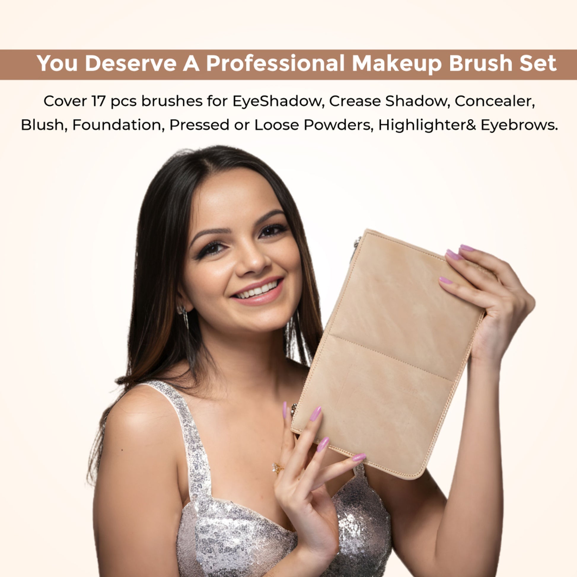 London Prime Glamstrokes Brush Set   17 Pcs, Rose Gold