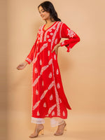 Thumbnail for HOUSE OF KARI Cotton Floral Embroidered Chikankari Kurta - Distacart
