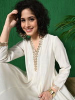 Thumbnail for Sangria Sequinned V-Neck Anarkali Kurta