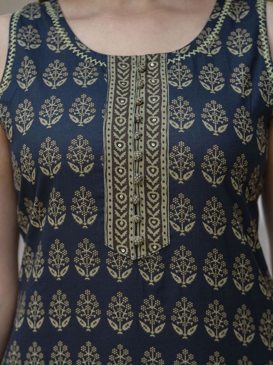 Anouk Ethnic Motifs Printed Regular Pure Cotton Straight Kurta With Trousers & Dupatta - Distacart