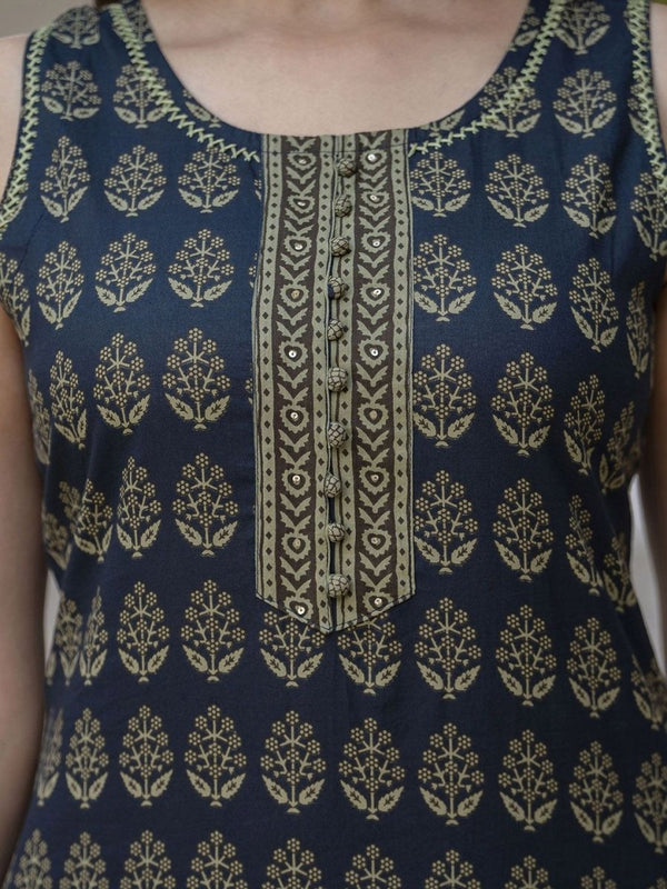 Anouk Ethnic Motifs Printed Regular Pure Cotton Straight Kurta With Trousers & Dupatta