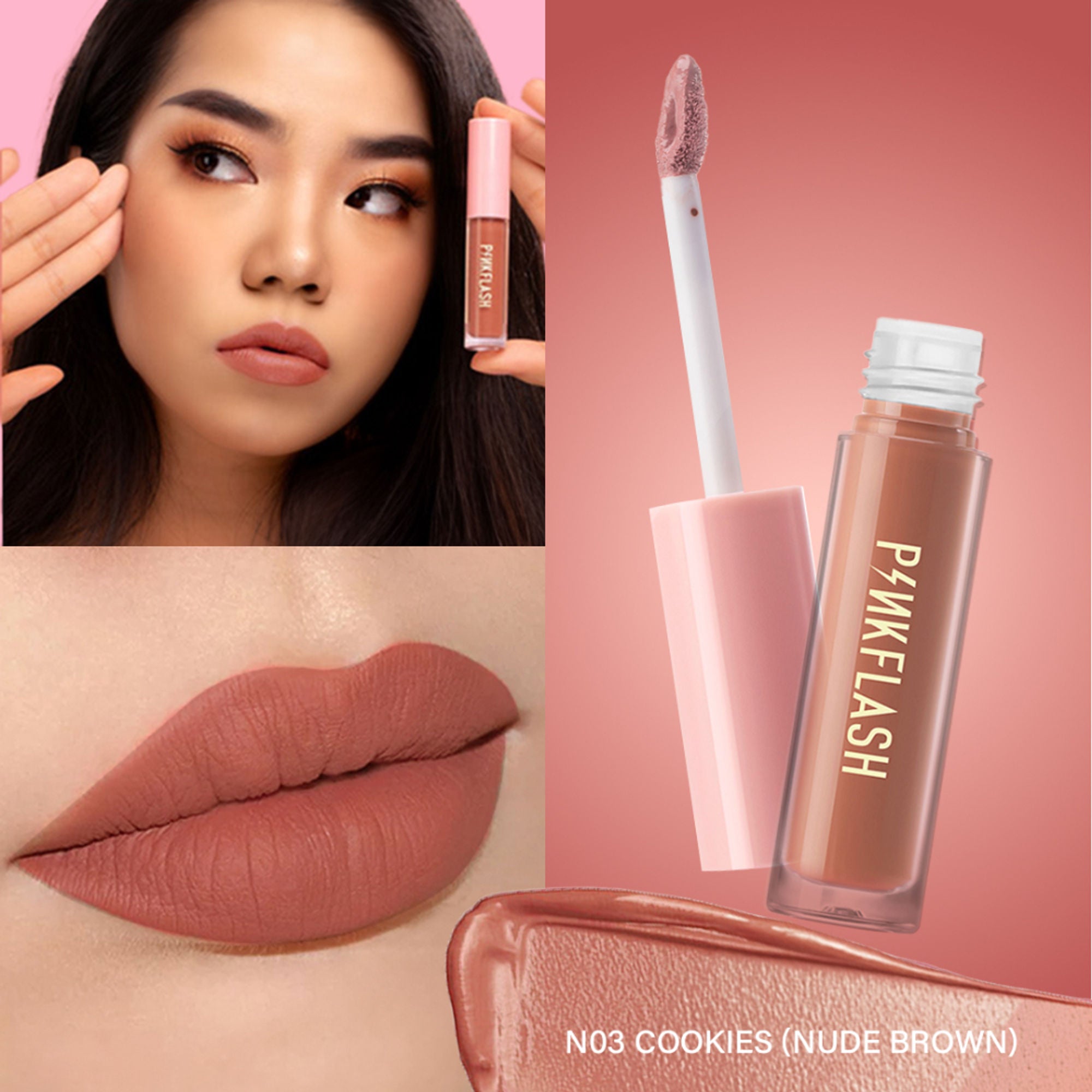 PINKFLASH Melting Matte Lip Cream - N05 Cookies - Distacart