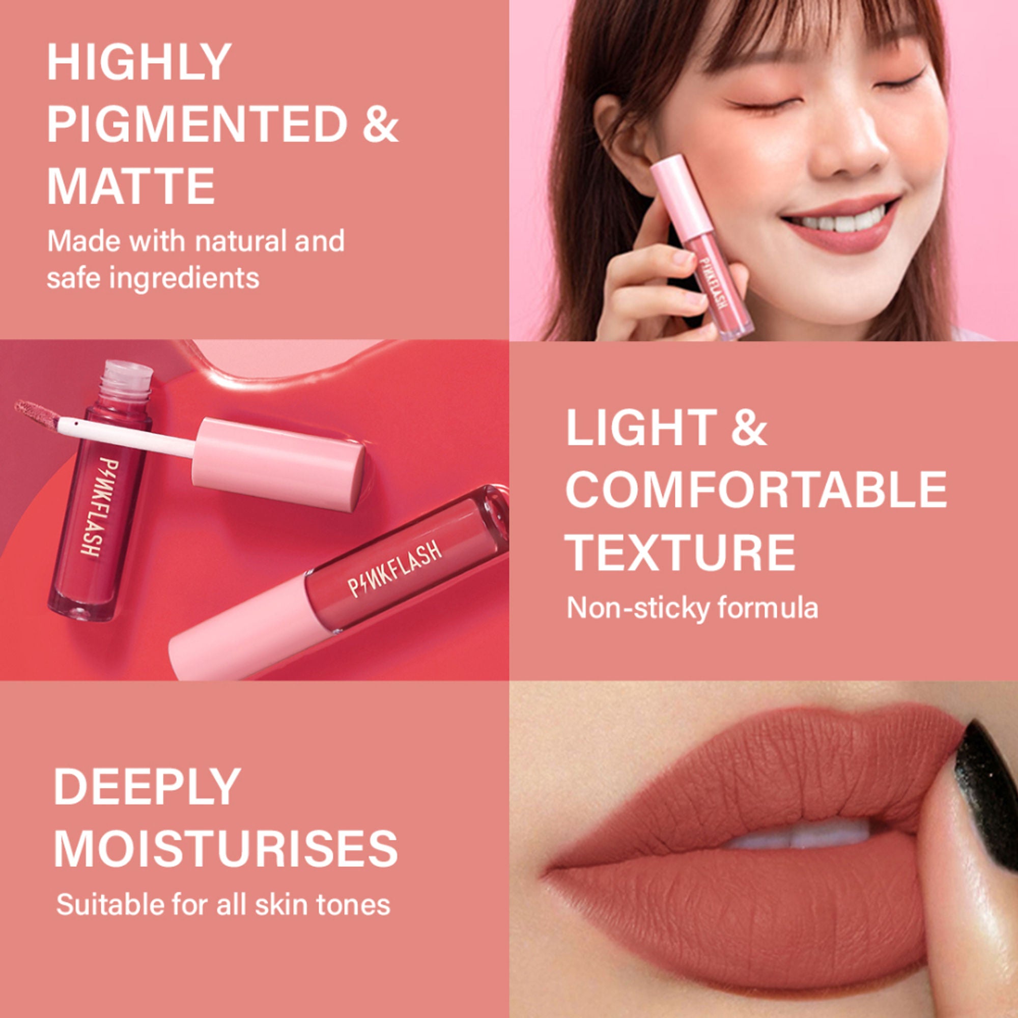 PINKFLASH Melting Matte Lip Cream - P01 Dolly Pink - Distacart
