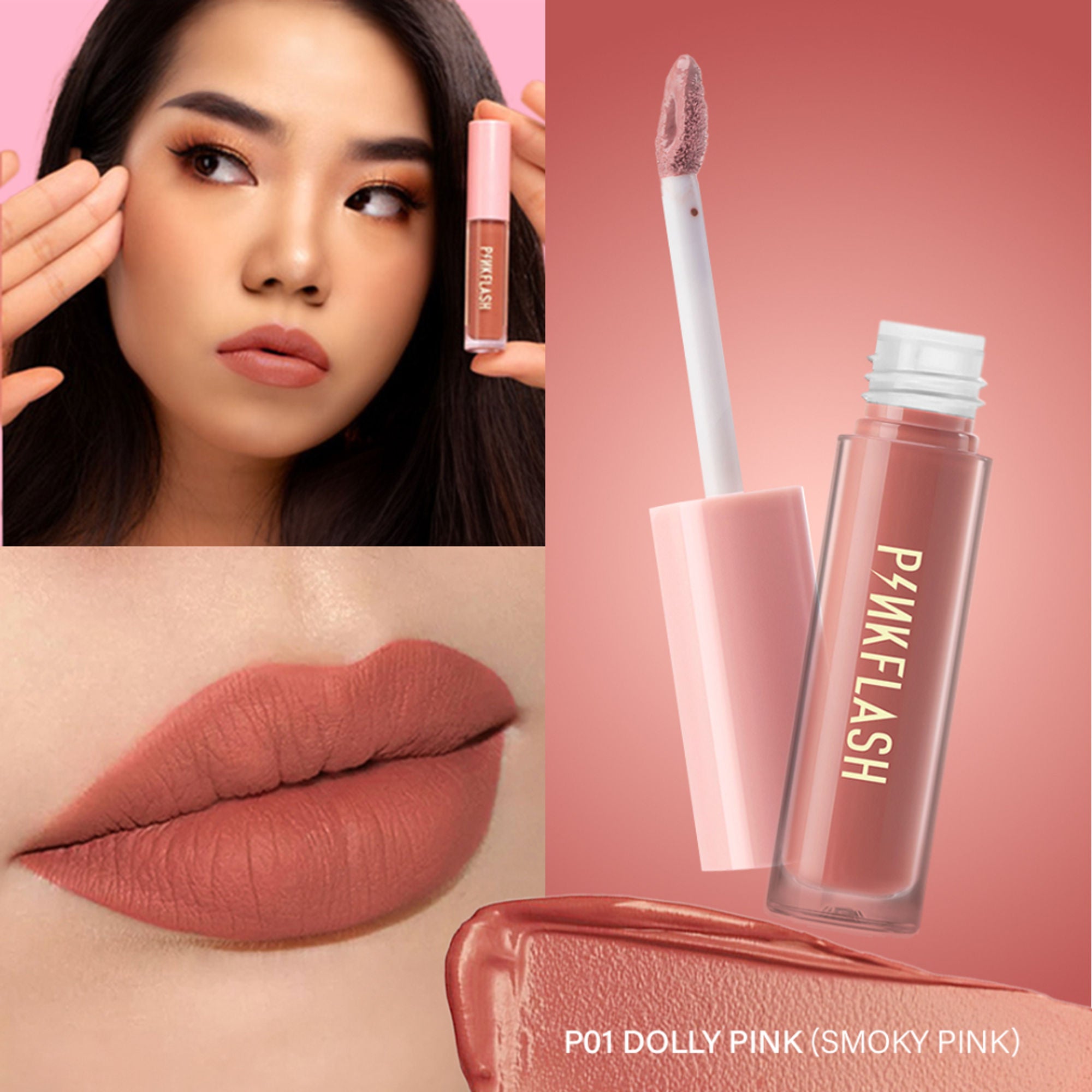 PINKFLASH Melting Matte Lip Cream - P01 Dolly Pink - Distacart