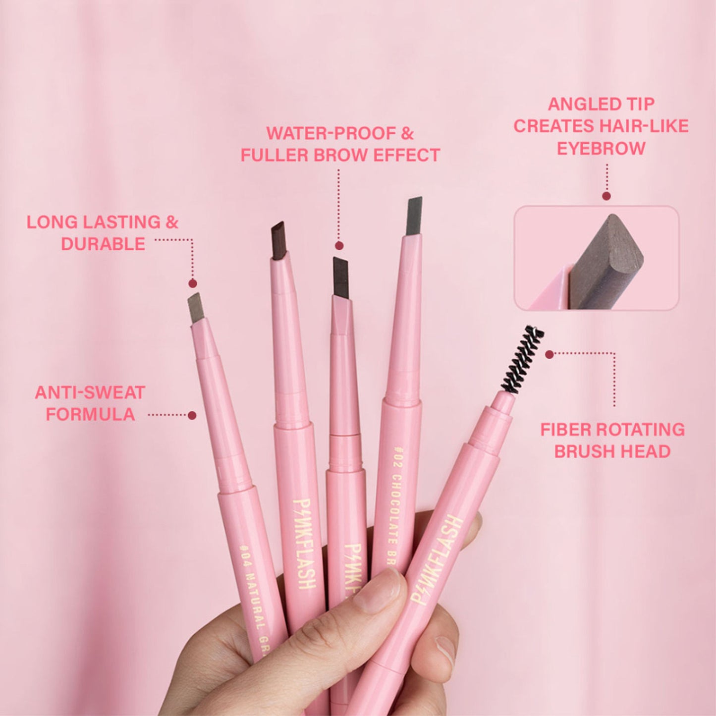 PINKFLASH Waterproof Auto Eyebrow Pencil - 03 Gray Brown - Distacart