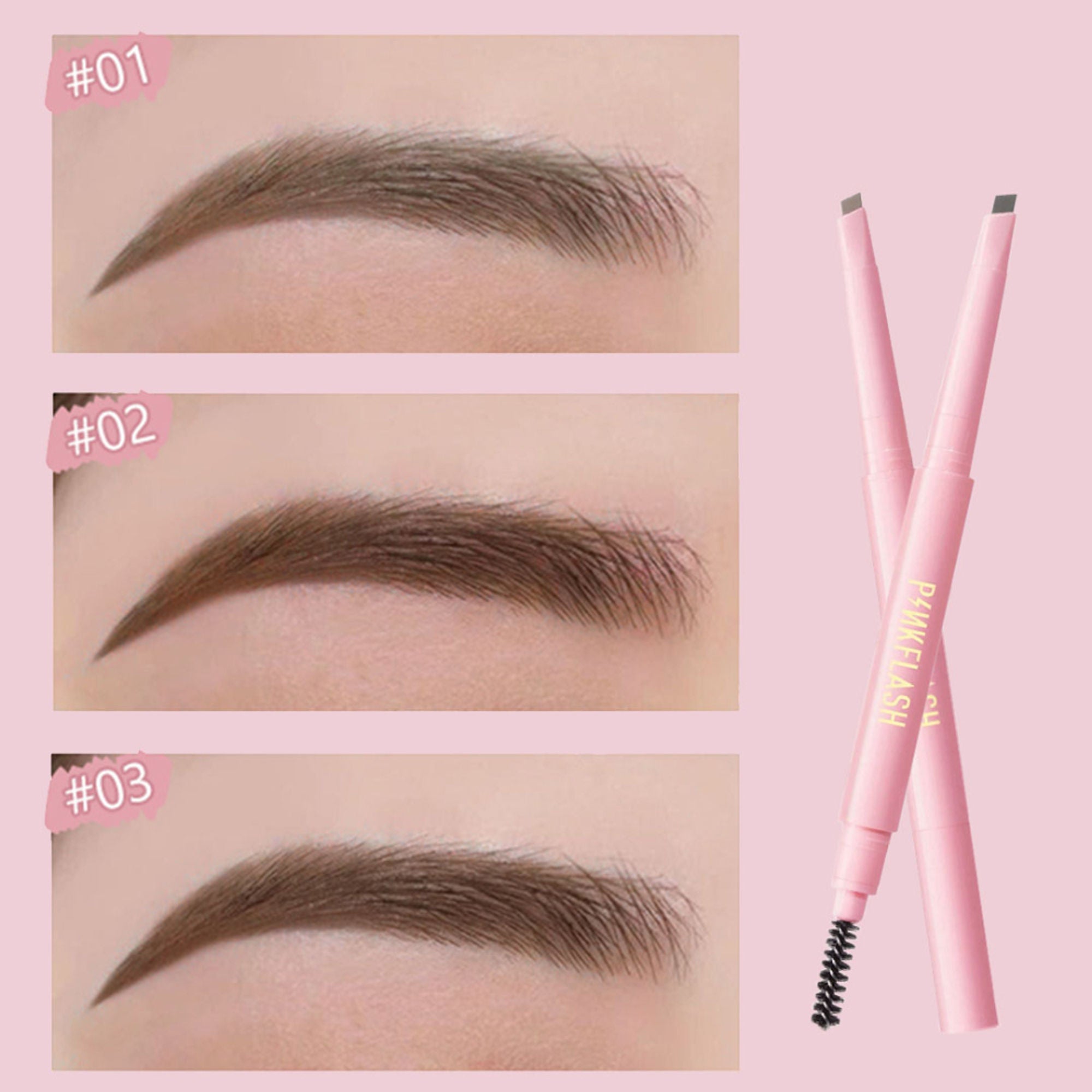 PINKFLASH Waterproof Auto Eyebrow Pencil - 03 Gray Brown - Distacart