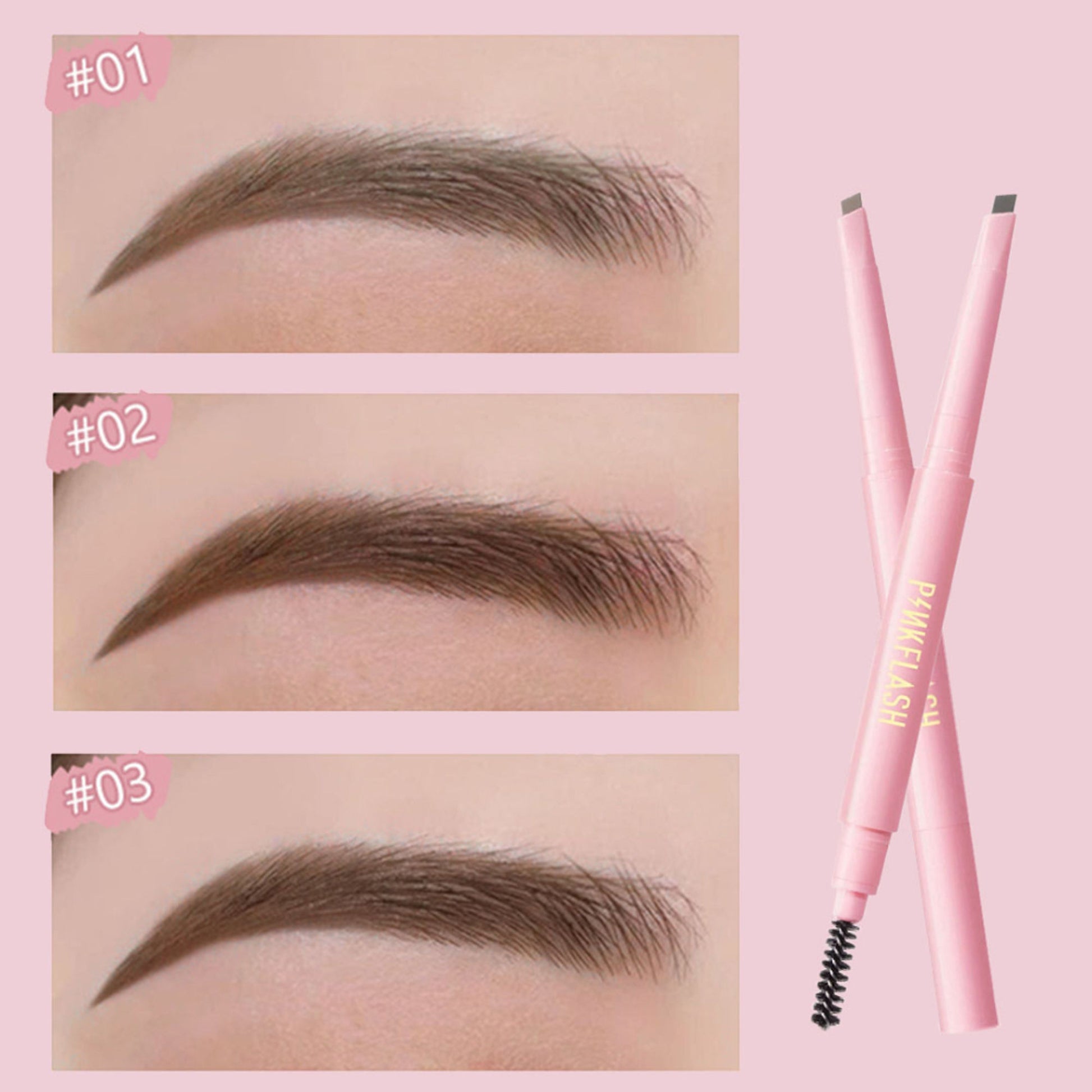 PINKFLASH Waterproof Auto Eyebrow Pencil - 03 Gray Brown - Distacart