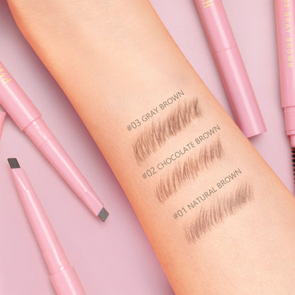 PINKFLASH Waterproof Auto Eyebrow Pencil - 03 Gray Brown - Distacart