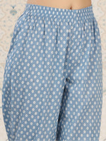 Thumbnail for Ode by House of Pataudi Floral Printed Pure Cotton A-Line Kurta & Trousers With Dupatta - Distacart