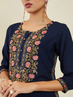 Thumbnail for Soch Women Floral Embroidered Kurta With Trousers - Distacart