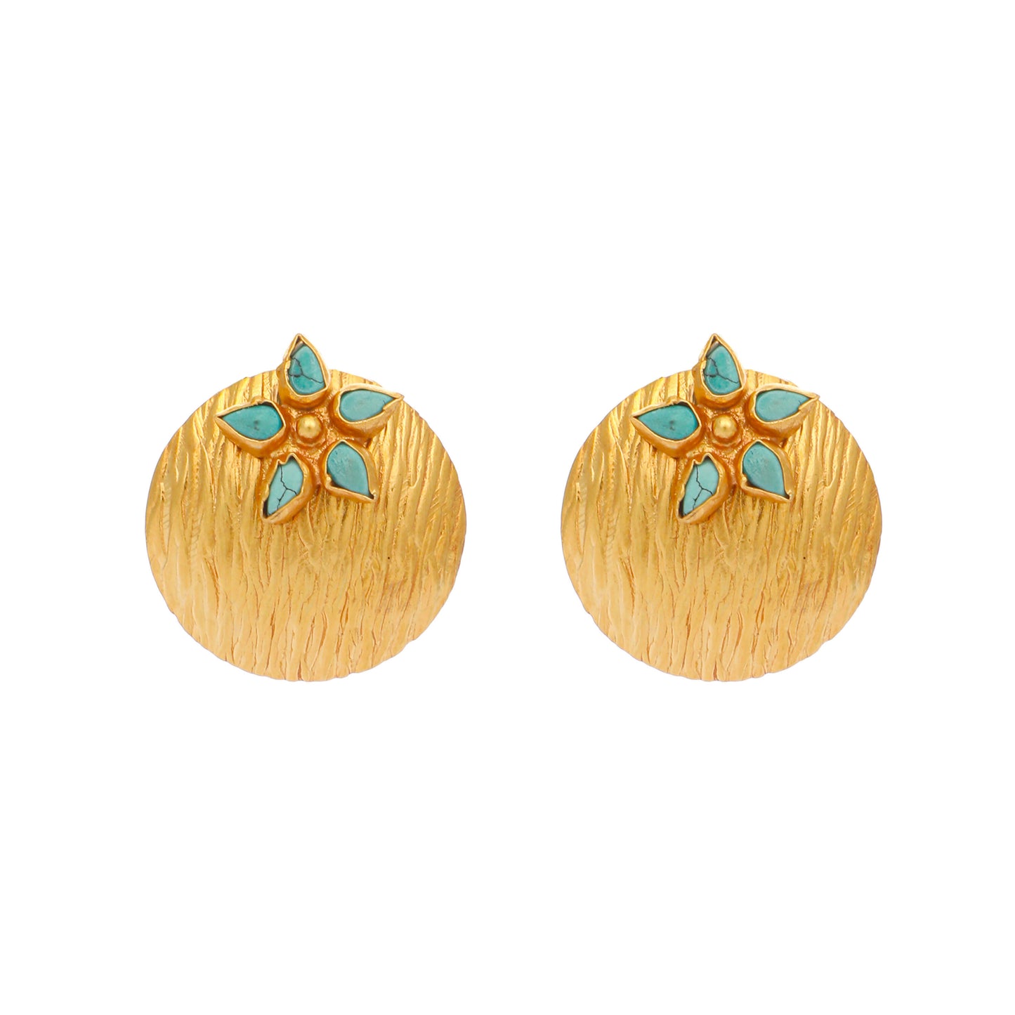 Nuyug 22K Gold-Plated Turquoise Flower Stud Earrings - Distacart