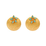 Thumbnail for Nuyug 22K Gold-Plated Turquoise Flower Stud Earrings