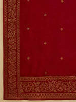 Thumbnail for Soch Maroon Floral Woven Design Beads and Stones Brocade Kurta With Trousers & Dupatta - Distacart