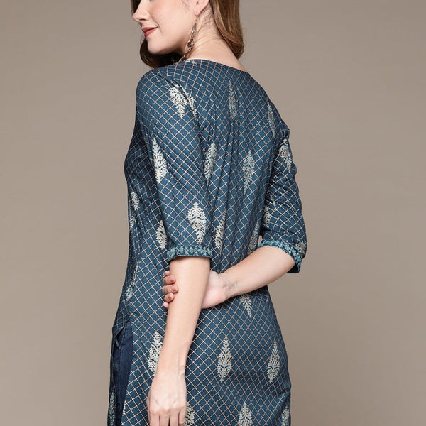Anubhutee Navy Blue Ethnic Motifs Printed Kurti - Distacart