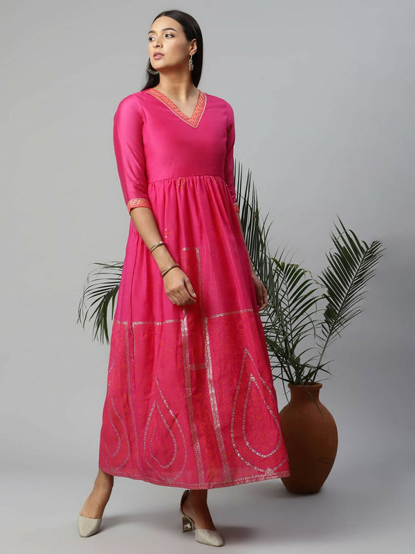 Ahalyaa Womens Pink Crepe Printed Dress - Distacart