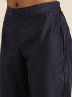 Thumbnail for All About You Women Navy Blue Floral Printed Empire Kurta with Trousers - Distacart