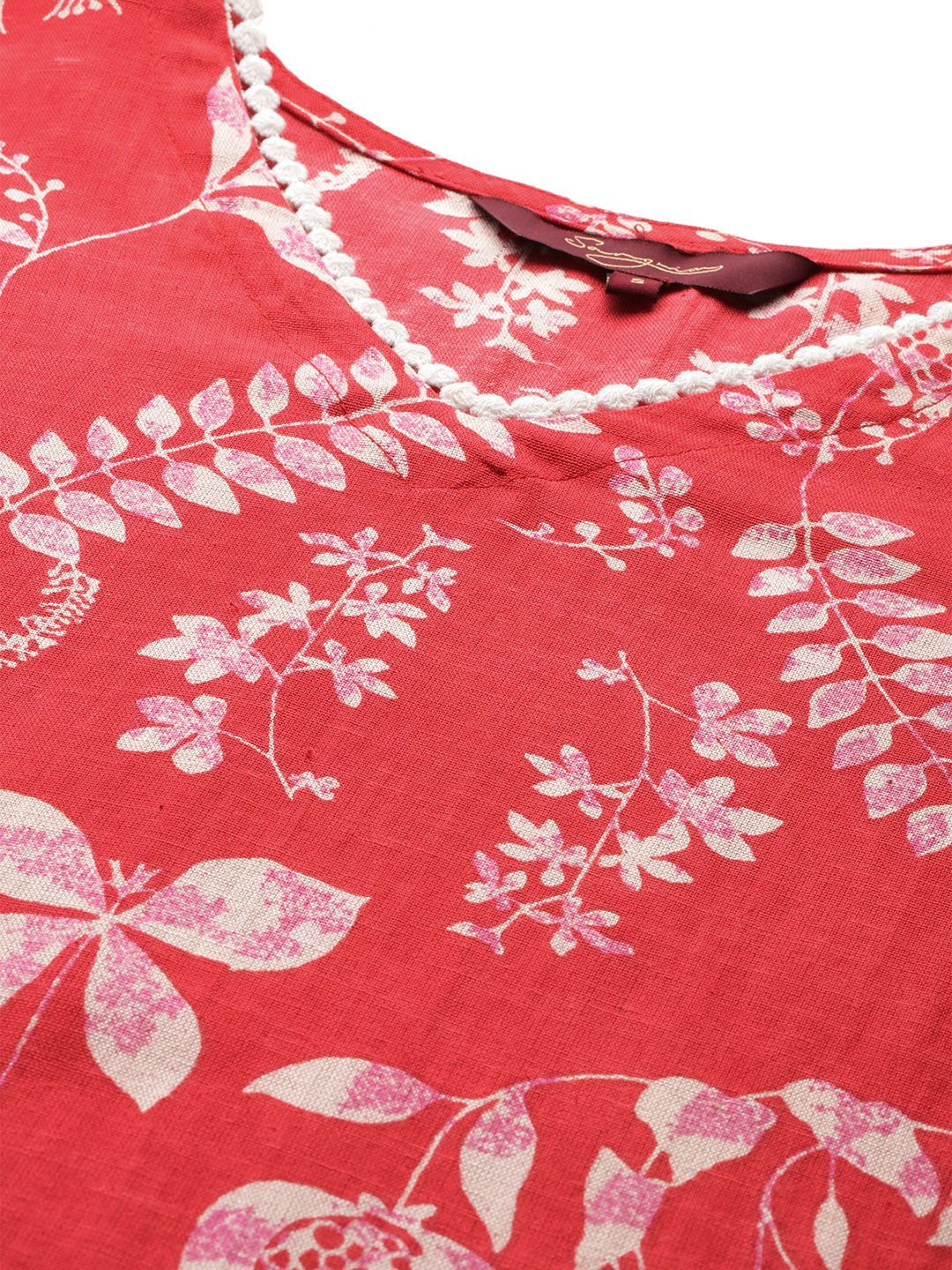 Sangria Printed Pure Cotton Kurta with Trousers - Distacart