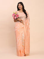 Thumbnail for Astita Linen Cotton Peach Saree