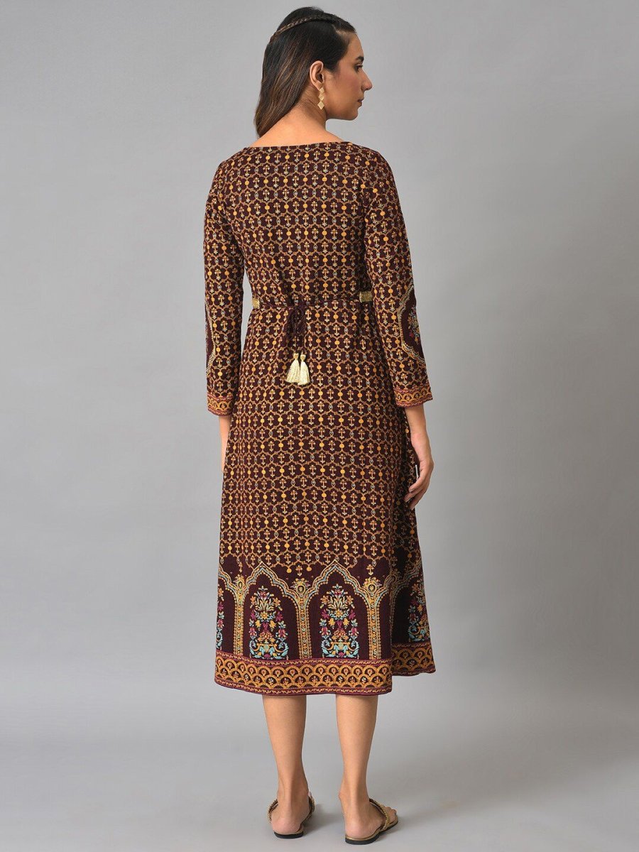 AURELIA Ethnic Motifs A-Line Midi Dress