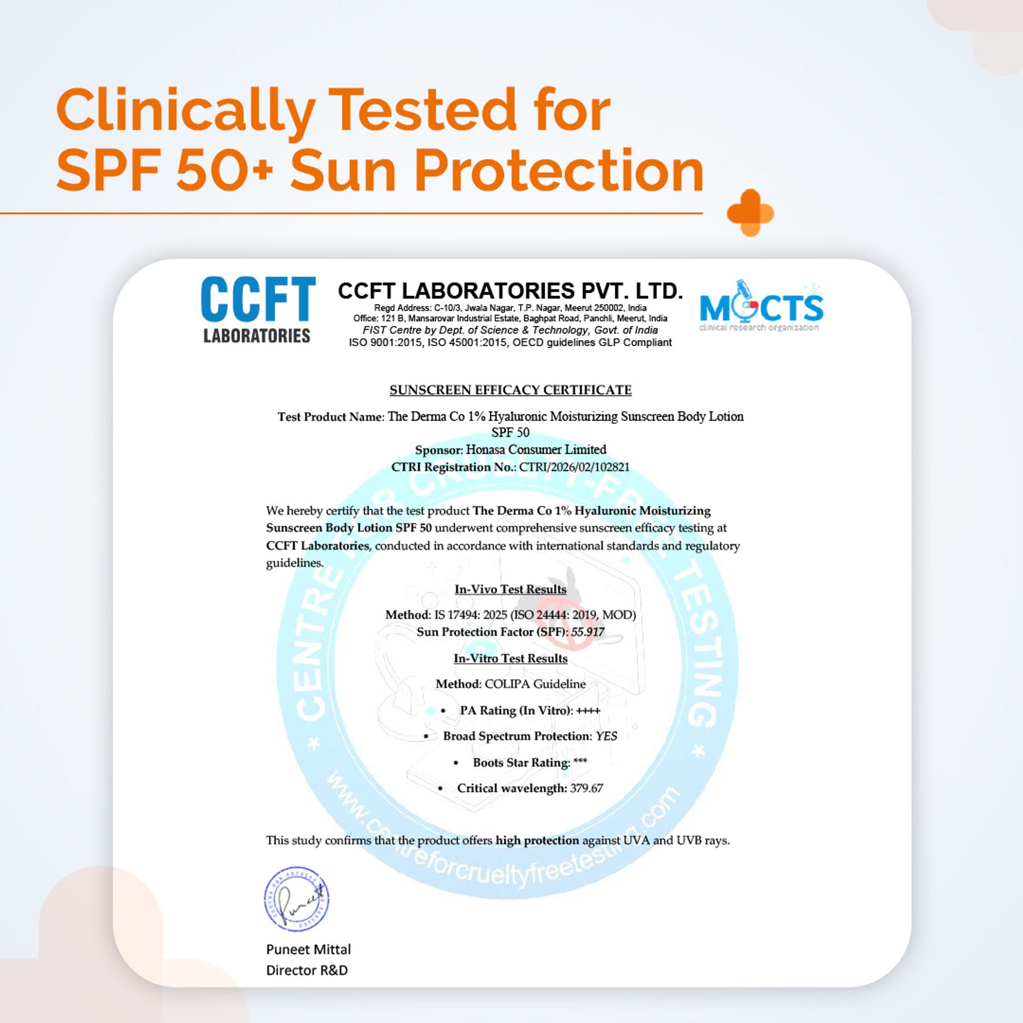 The Derma Co 1% Hyaluronic Moisturizing Sunscreen Body Lotion SPF 50 PA++++ - Dista