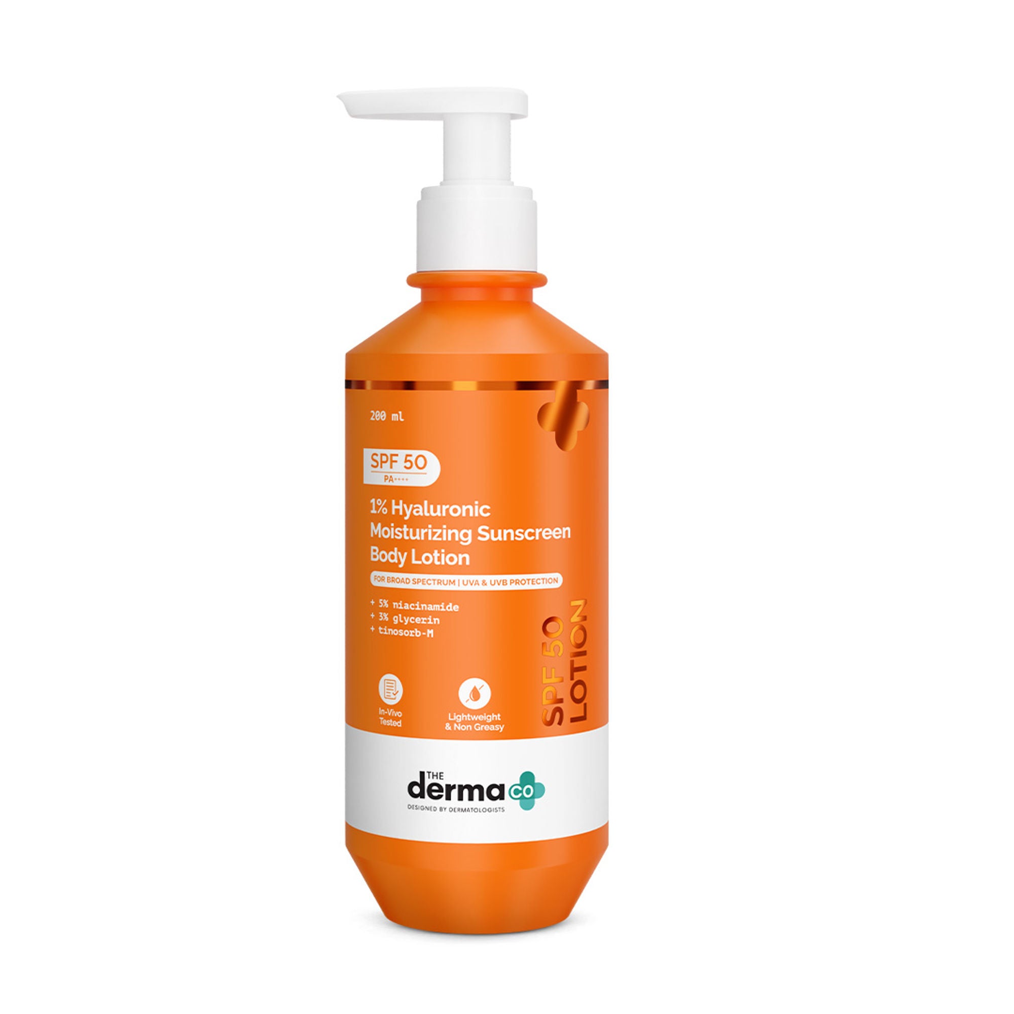 The Derma Co 1% Hyaluronic Moisturizing Sunscreen Body Lotion SPF 50 PA++++ - Dista