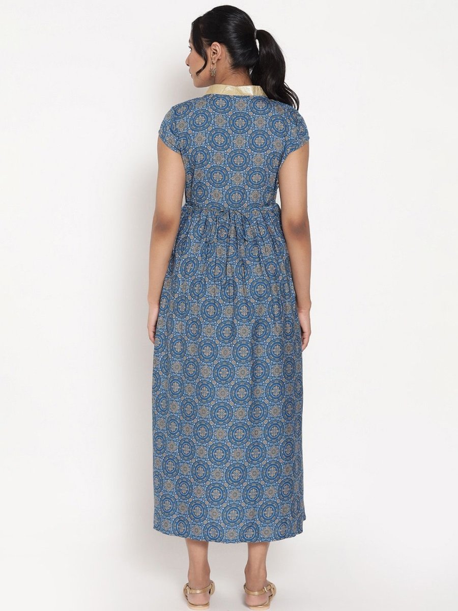 AURELIA Blue Ethnic Motifs Ethnic Maxi Dress