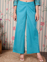 Thumbnail for Ode by House of Pataudi Printed Regular Pure Cotton Kurta with Trousers - Distacart