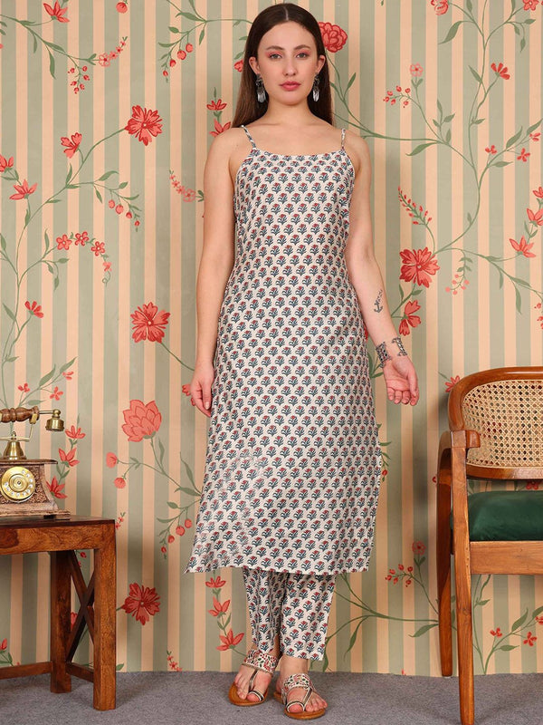 Ode by House of Pataudi Floral Printed Straight Kurta with Palazzos - Distacart