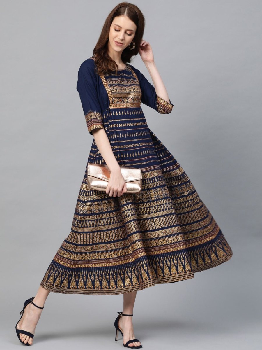 AURELIA Printed A-Line Cotton Dress