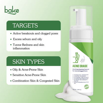 Bake Acne Erase Foaming Face Wash - Distacart