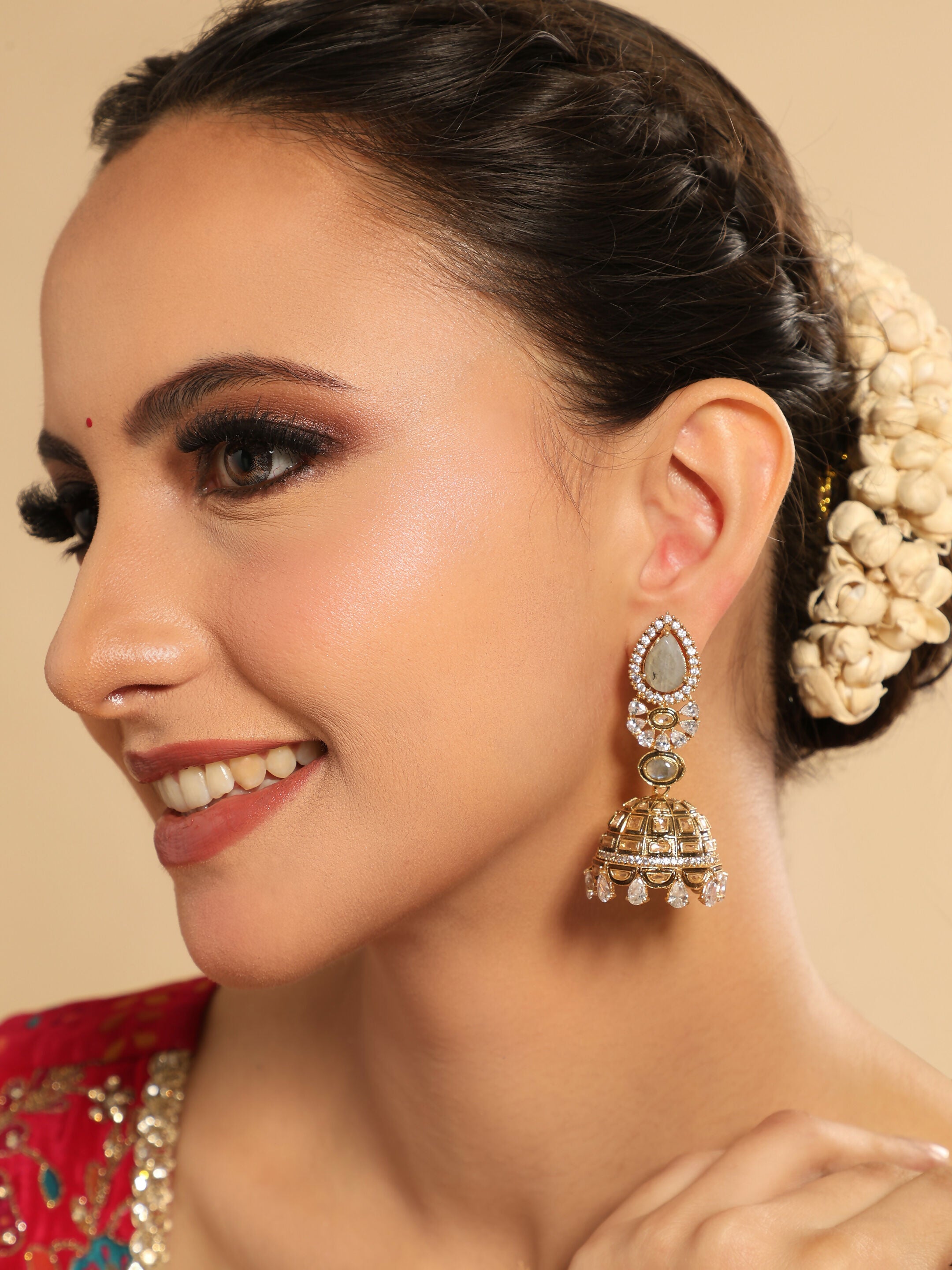 Nuyug 22K Gold Plated Aureate Swirl Jhumki Earrings
