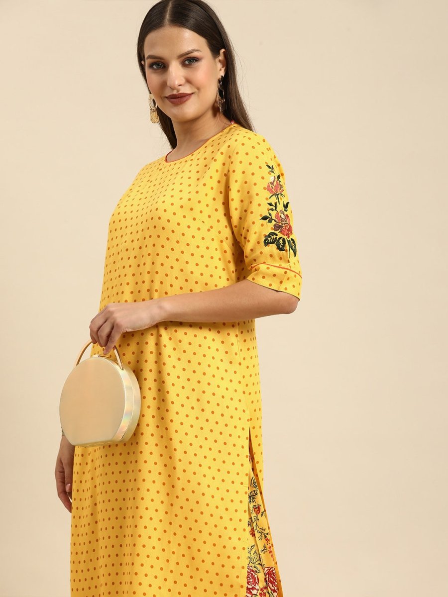 All About You Women Yellow Printed Kurta with Palazzos - Distacart