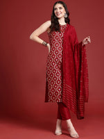 Thumbnail for Anouk Women Ethnic Motifs Printed Regular Kurta with Trousers & With Dupatta