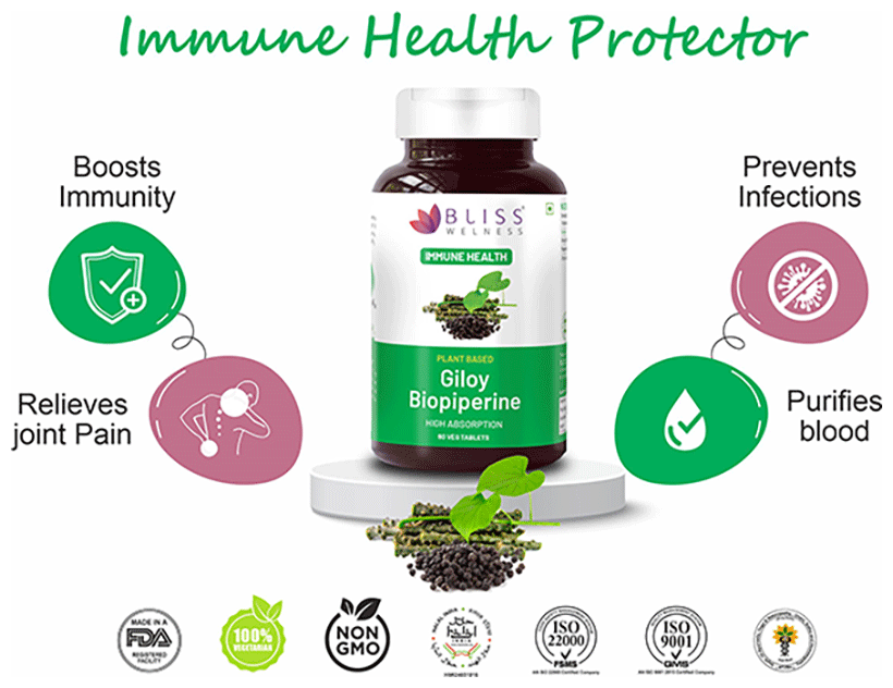 bliss welness immune health giloy biopiperine veg tablet