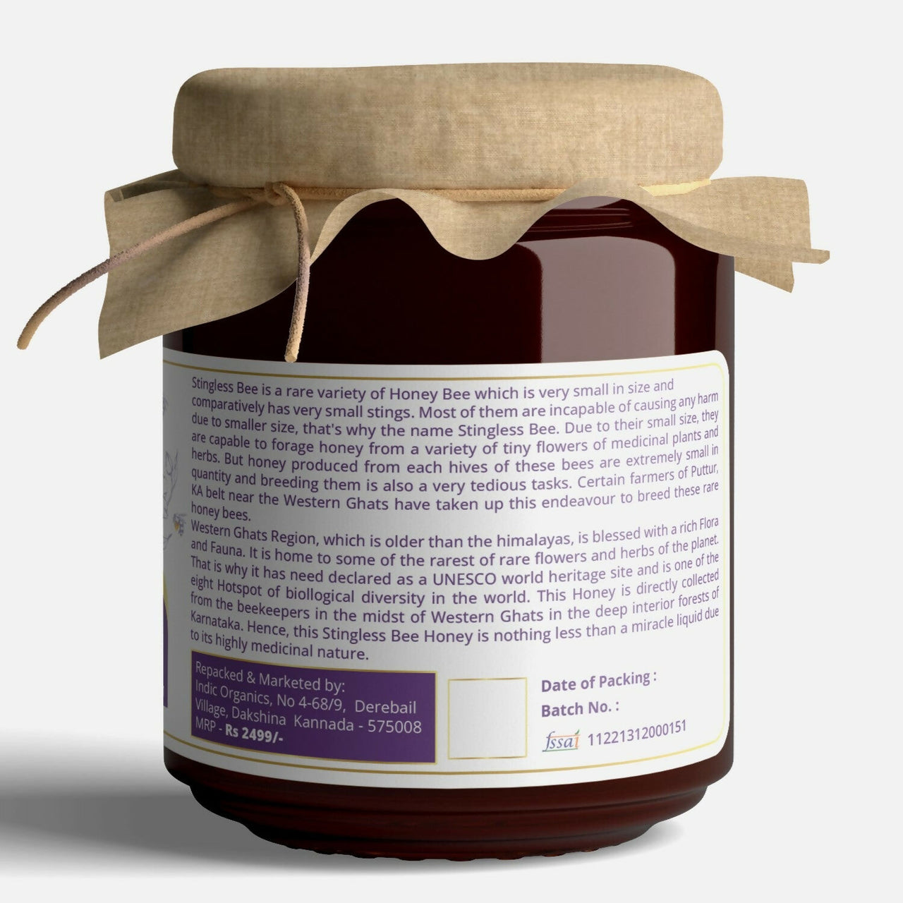 Indic Organics Small Stingless Bee Raw Honey from Western Ghats - Distacart