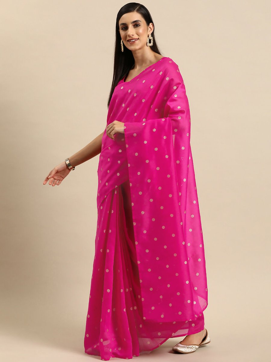 Ahalyaa Women's Traditional Semi Stitch Saree - Fuchsia - Distacart