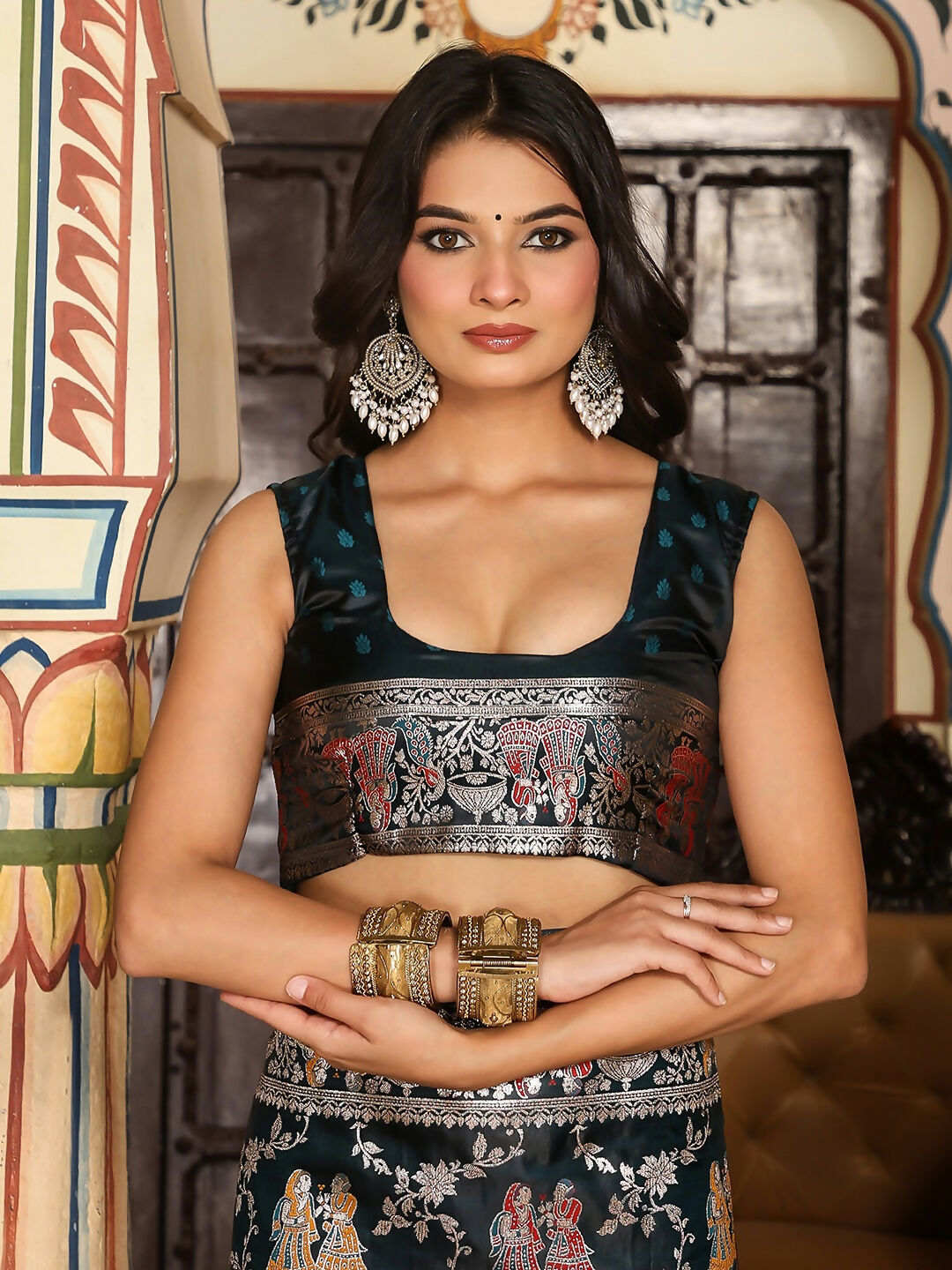 Astita Turquoise Silk Saree