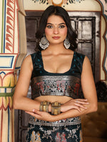 Thumbnail for Astita Turquoise Silk Saree