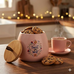 Thumbnail for Chumbak Pink Ceramic Storage Jar with Wooden Lid - Dista